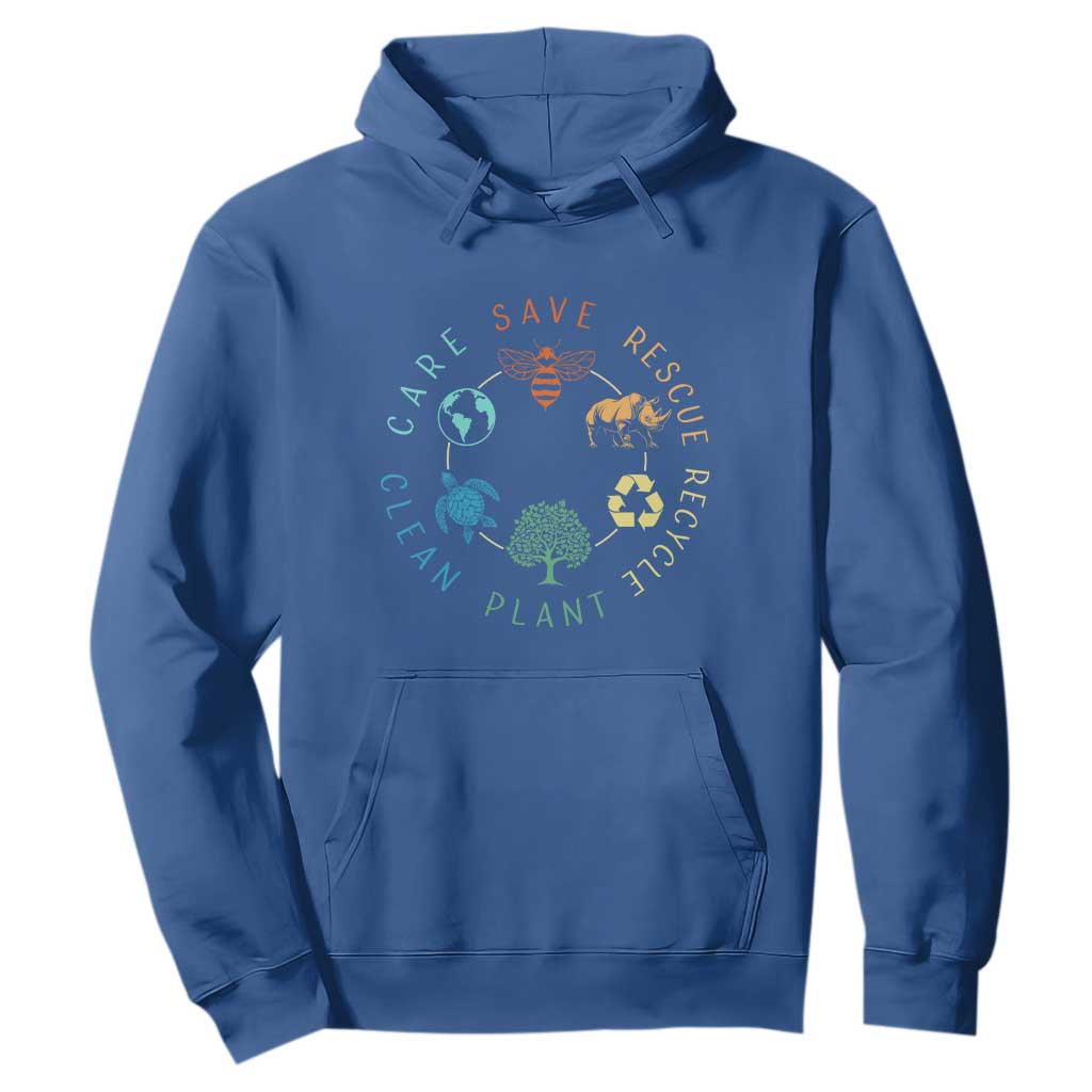 Save Bees Rescue Animals Recycle Plastic Hoodie Earth Day Protect The Environment TS02 Royal Blue Print Your Wear