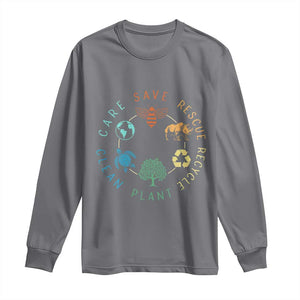 Save Bees Rescue Animals Recycle Plastic Long Sleeve Shirt Earth Day Protect The Environment TS02 Charcoal Print Your Wear