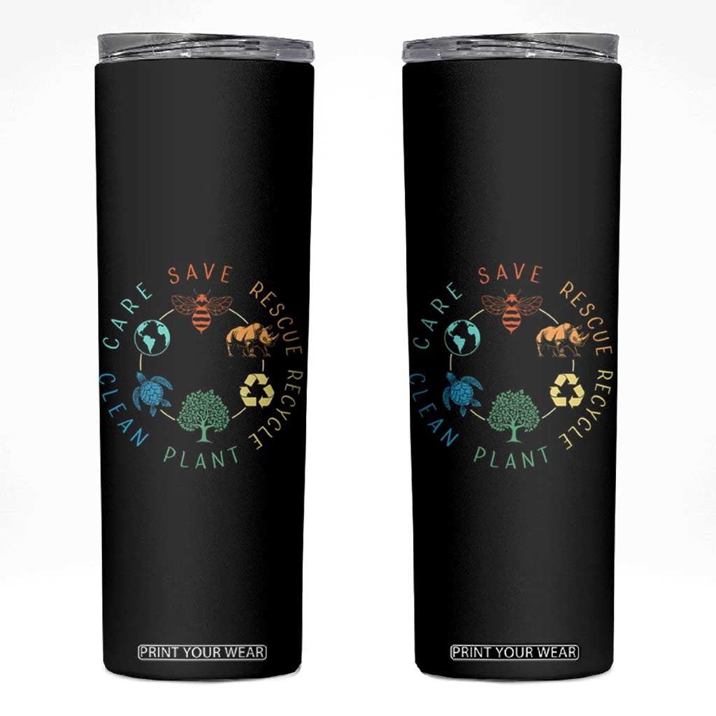 Save Bees Rescue Animals Recycle Plastic Skinny Tumbler Earth Day Protect The Environment TS02 Black Print Your Wear
