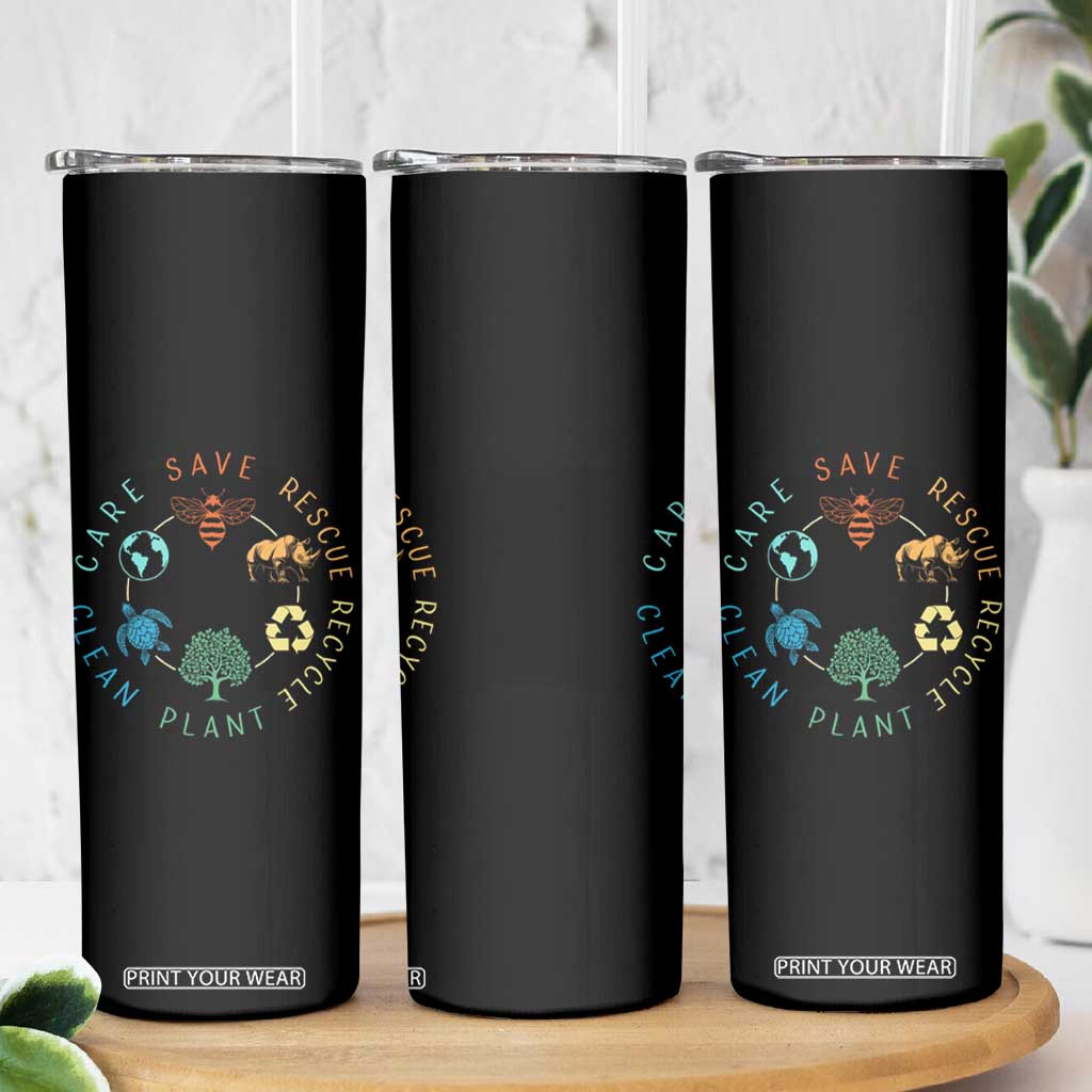 Save Bees Rescue Animals Recycle Plastic Skinny Tumbler Earth Day Protect The Environment TS02 Print Your Wear