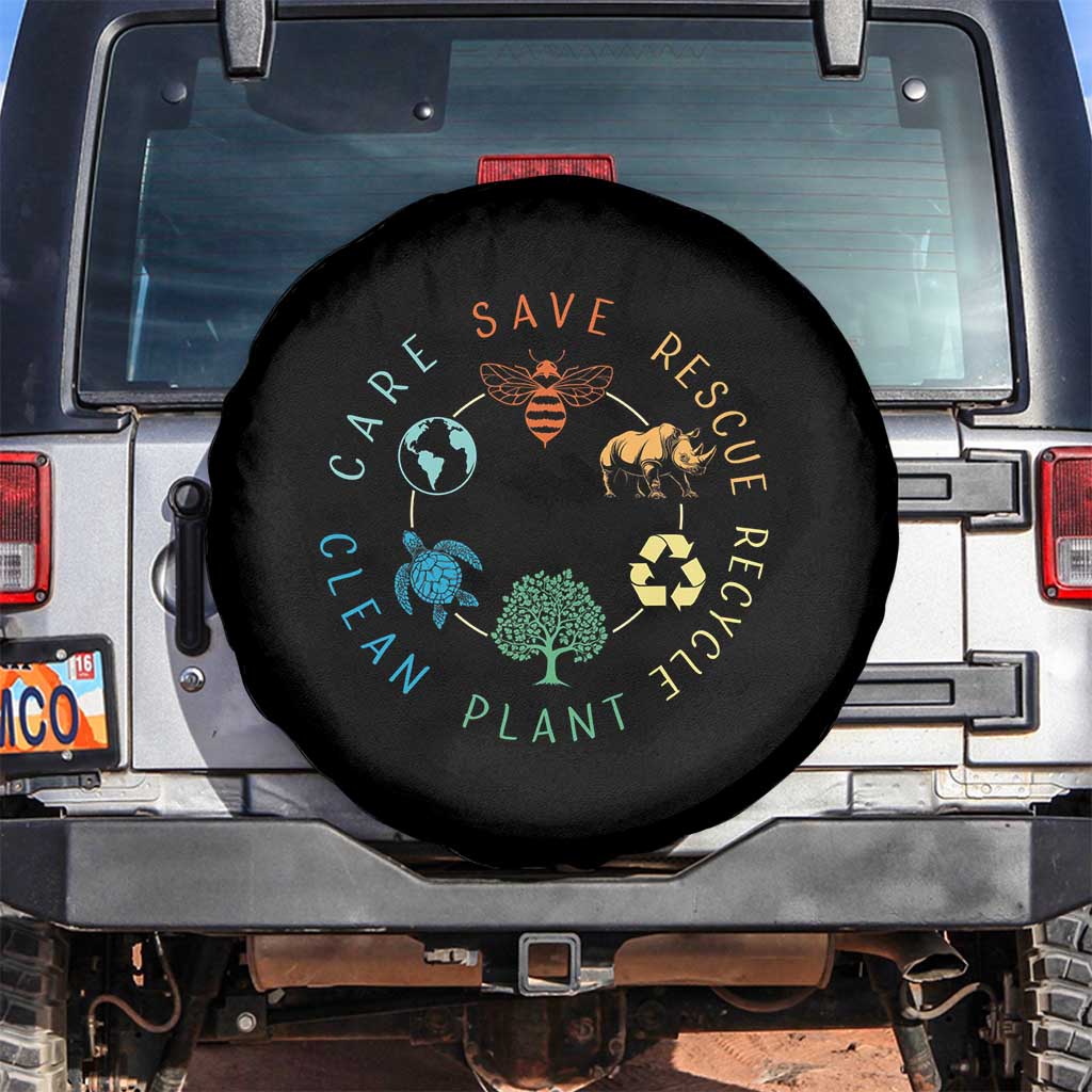 Save Bees Rescue Animals Recycle Plastic Spare Tire Cover Earth Day Protect The Environment TS02 No hole Black Print Your Wear