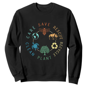 Save Bees Rescue Animals Recycle Plastic Sweatshirt Earth Day Protect The Environment TS02 Black Print Your Wear