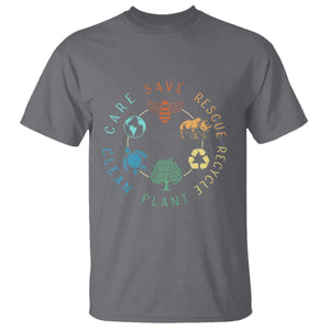 Save Bees Rescue Animals Recycle Plastic T Shirt Earth Day Protect The Environment TS02 Charcoal Print Your Wear