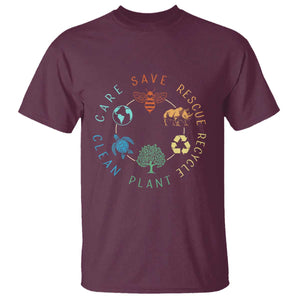 Save Bees Rescue Animals Recycle Plastic T Shirt Earth Day Protect The Environment TS02 Maroon Print Your Wear