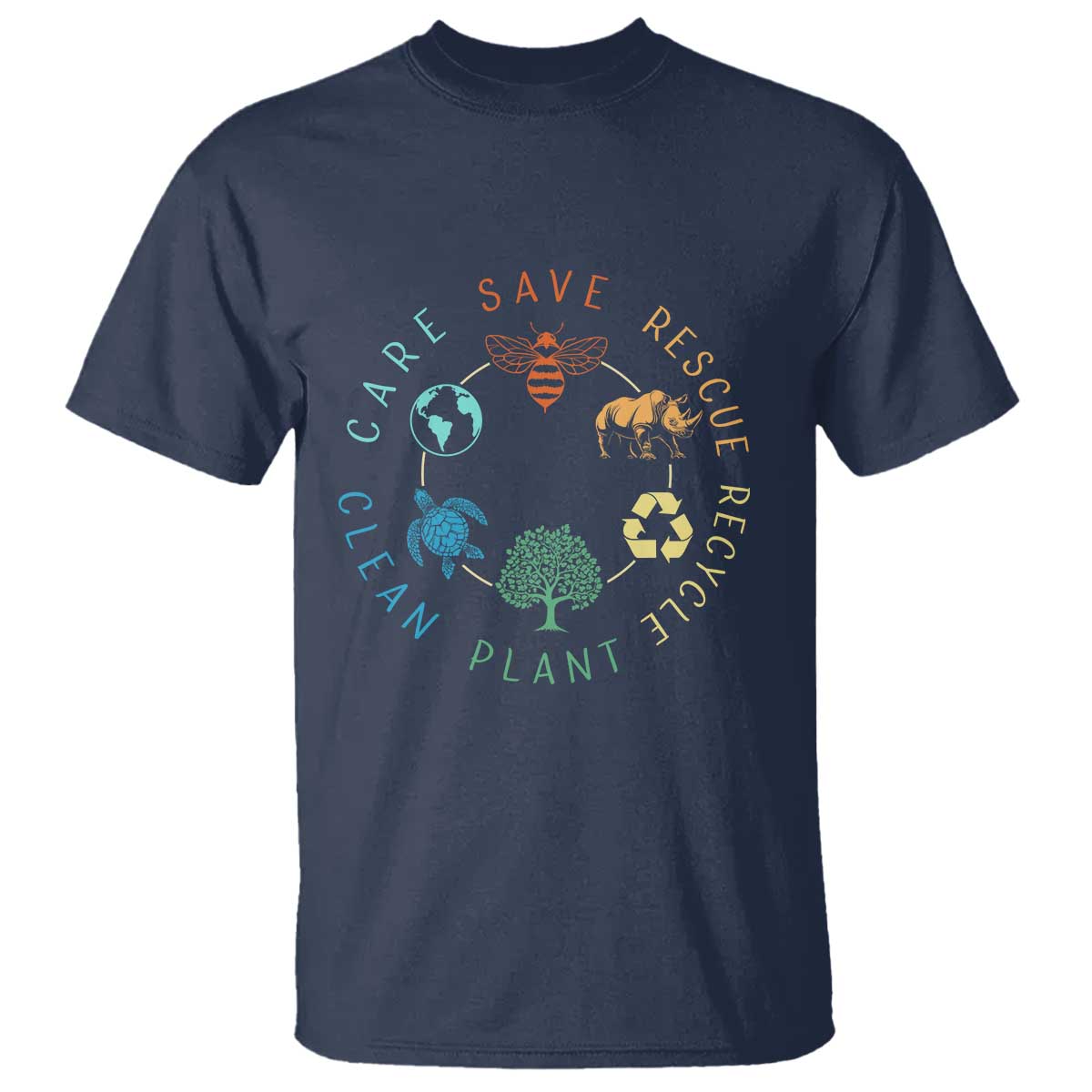 Save Bees Rescue Animals Recycle Plastic T Shirt Earth Day Protect The Environment TS02 Navy Print Your Wear