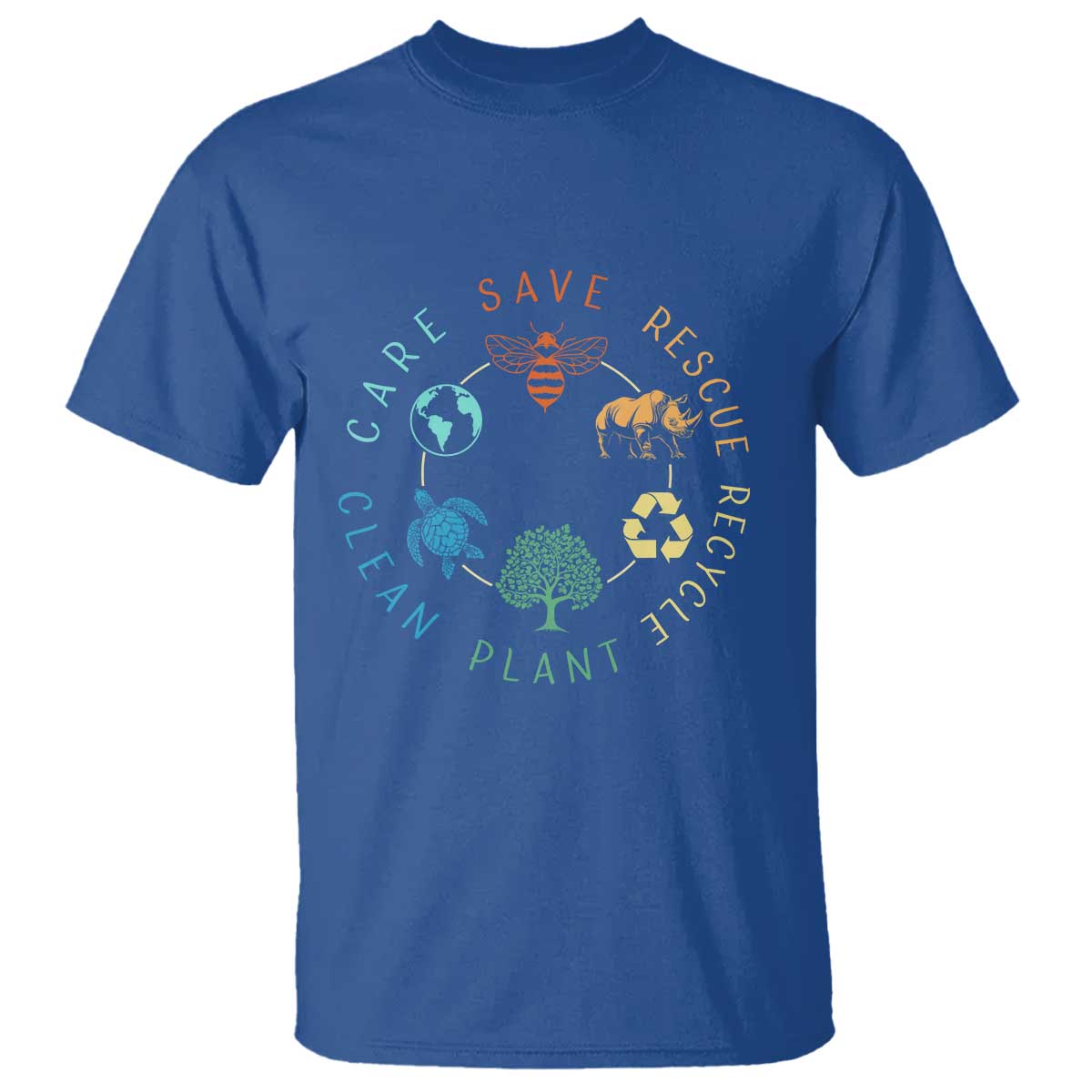 Save Bees Rescue Animals Recycle Plastic T Shirt Earth Day Protect The Environment TS02 Royal Blue Print Your Wear