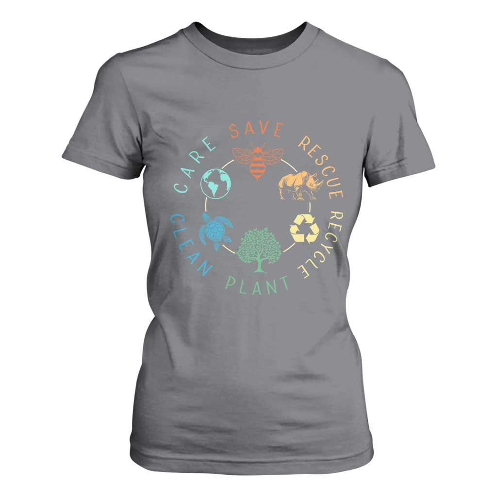 Save Bees Rescue Animals Recycle Plastic T Shirt For Women Earth Day Protect The Environment TS02 Charcoal Print Your Wear