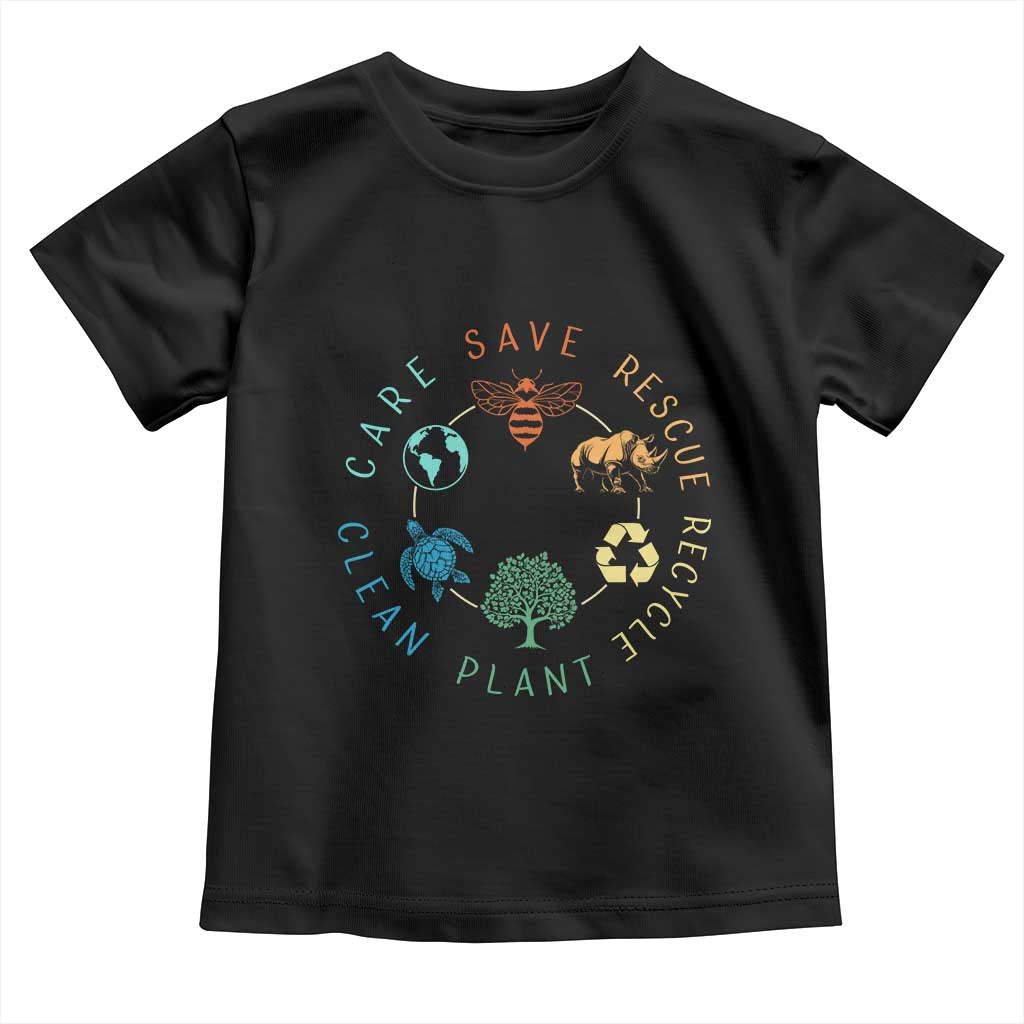 Save Bees Rescue Animals Recycle Plastic Toddler T Shirt Earth Day Protect The Environment TS02 Black Print Your Wear