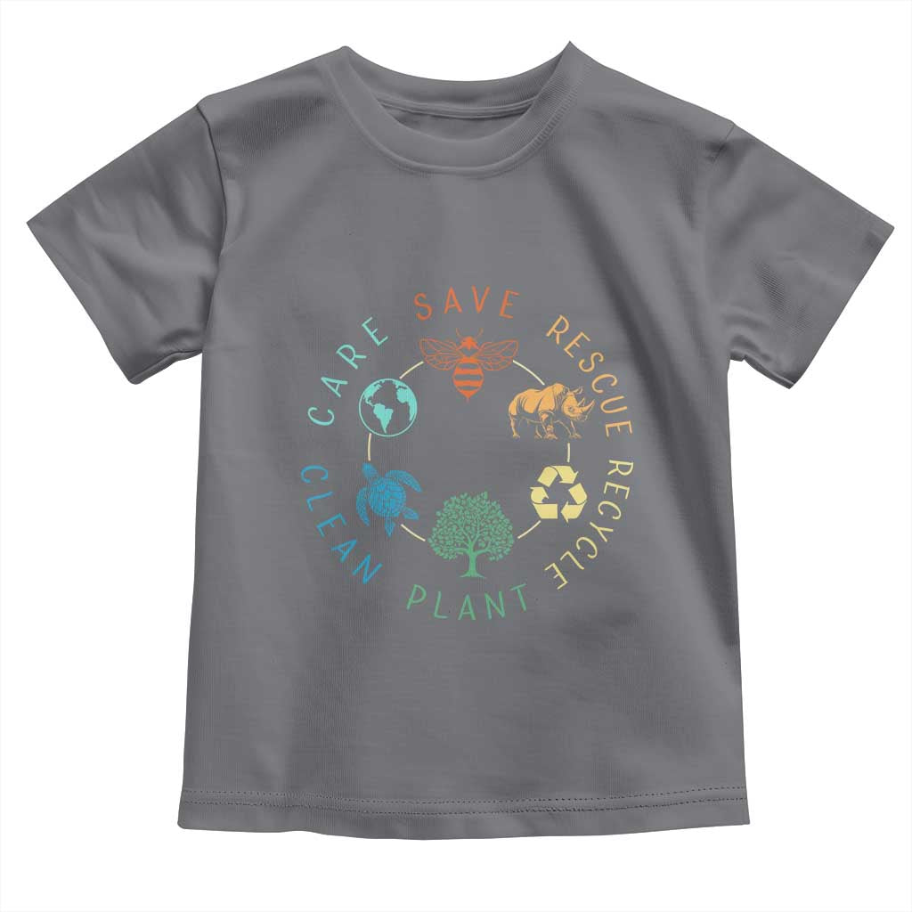 Save Bees Rescue Animals Recycle Plastic Toddler T Shirt Earth Day Protect The Environment TS02 Charcoal Print Your Wear