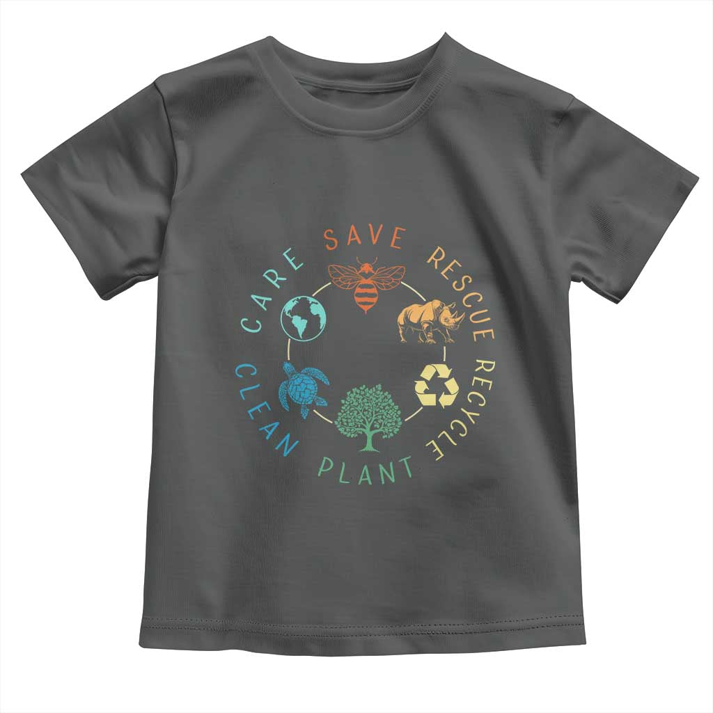 Save Bees Rescue Animals Recycle Plastic Toddler T Shirt Earth Day Protect The Environment TS02 Dark Heather Print Your Wear