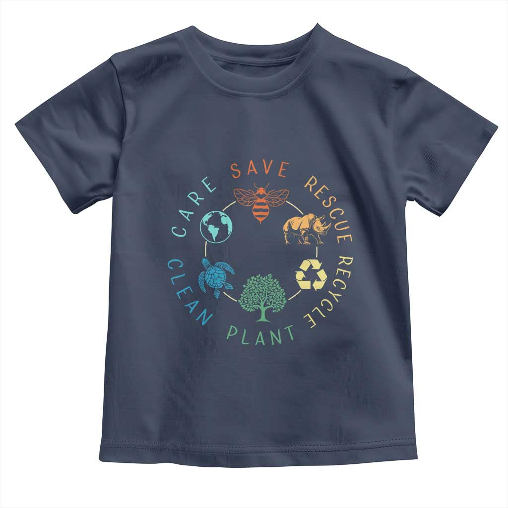 Save Bees Rescue Animals Recycle Plastic Toddler T Shirt Earth Day Protect The Environment TS02 Navy Print Your Wear