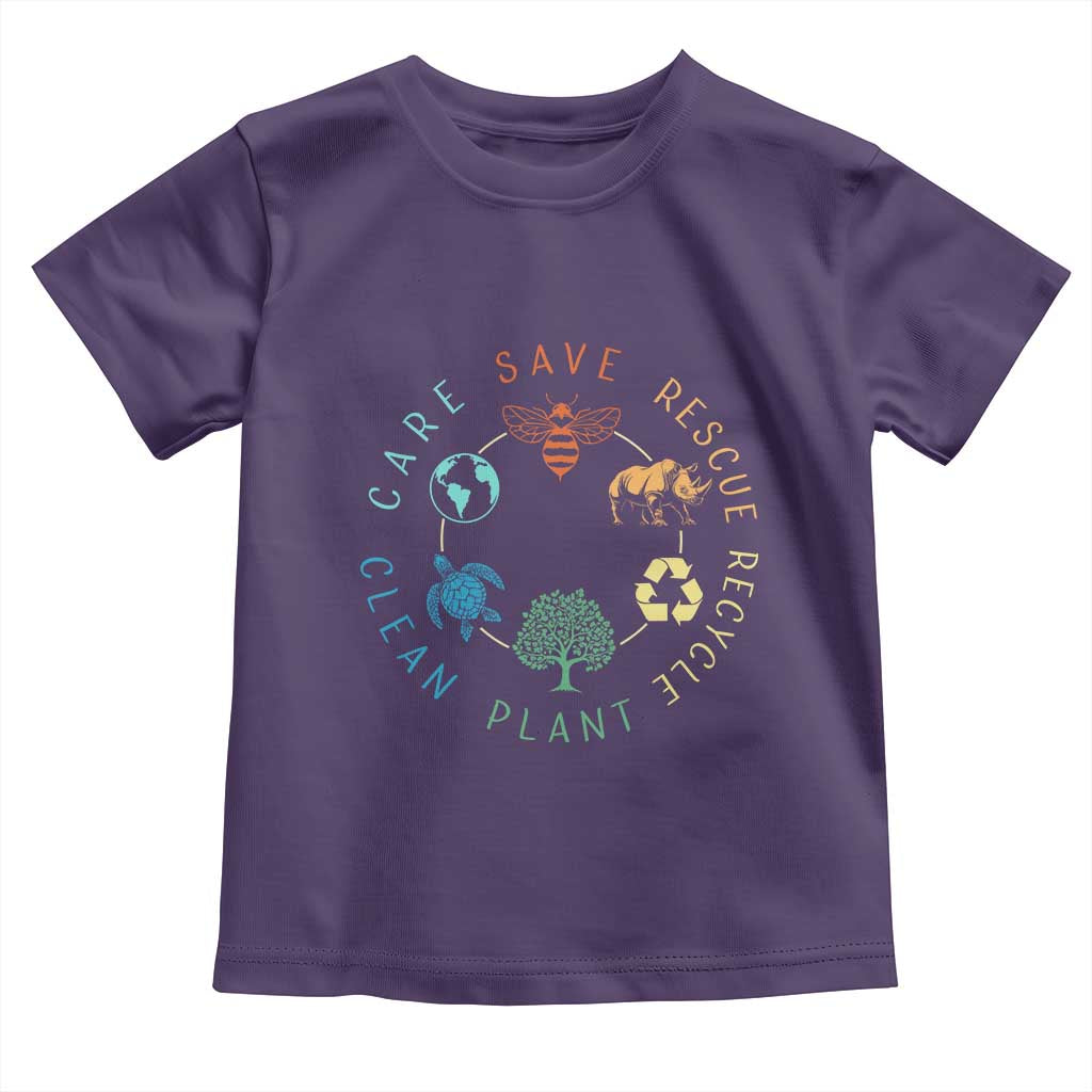 Save Bees Rescue Animals Recycle Plastic Toddler T Shirt Earth Day Protect The Environment TS02 Purple Print Your Wear