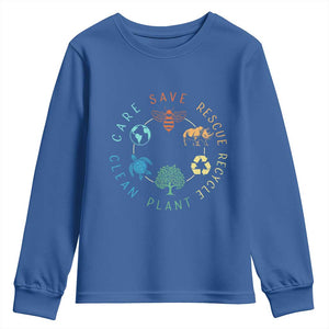 Save Bees Rescue Animals Recycle Plastic Youth Sweatshirt Earth Day Protect The Environment TS02 Royal Blue Print Your Wear