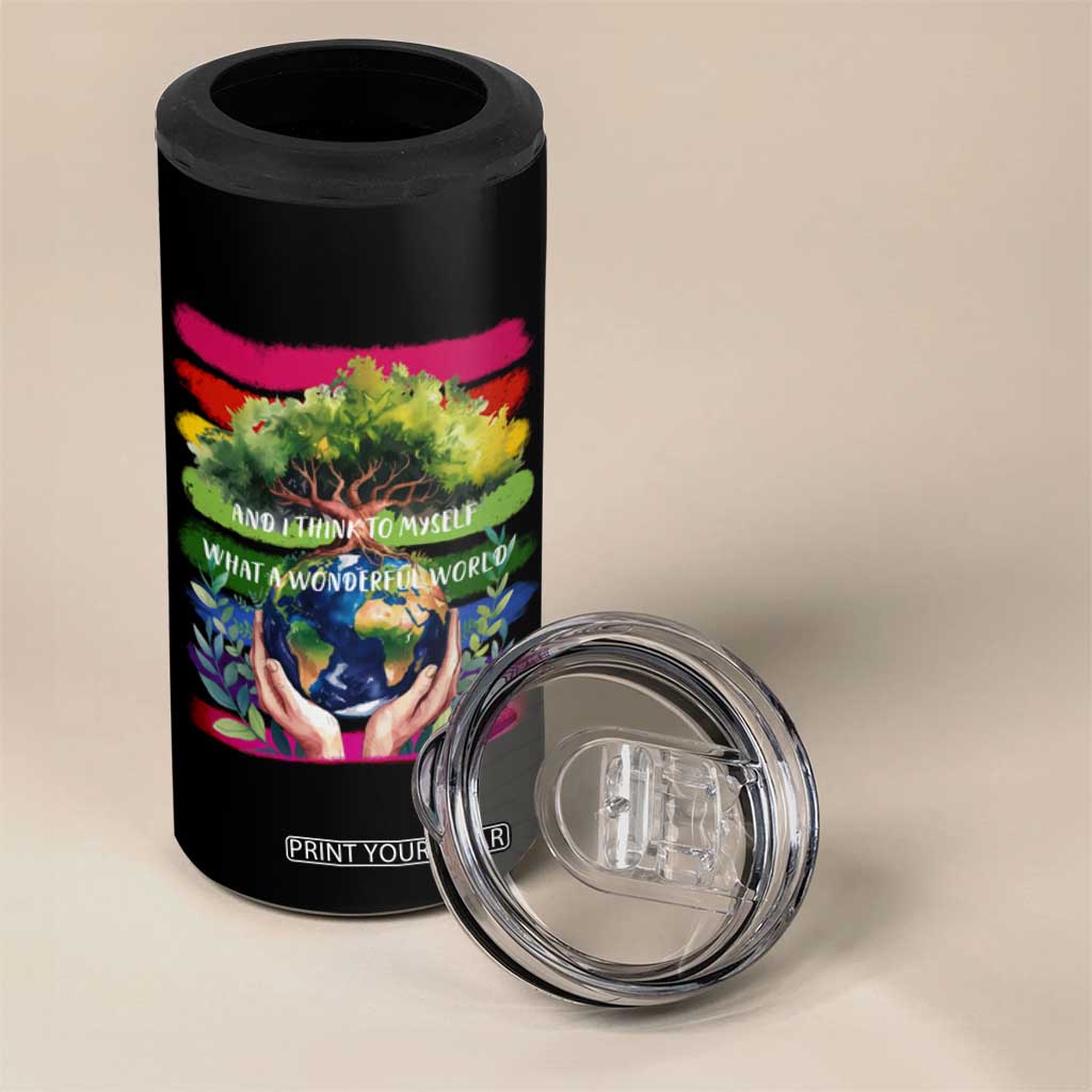Earth Day 4 in 1 Can Cooler Tumbler And I Think To Myself What A Wonderful World Rainbow TS02 Print Your Wear