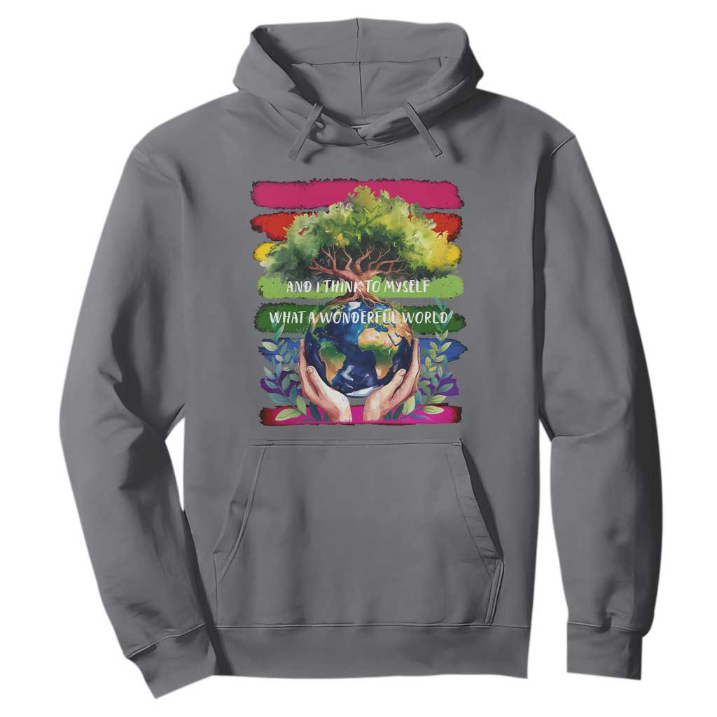 Earth Day Hoodie And I Think To Myself What A Wonderful World Rainbow TS02 Charcoal Print Your Wear
