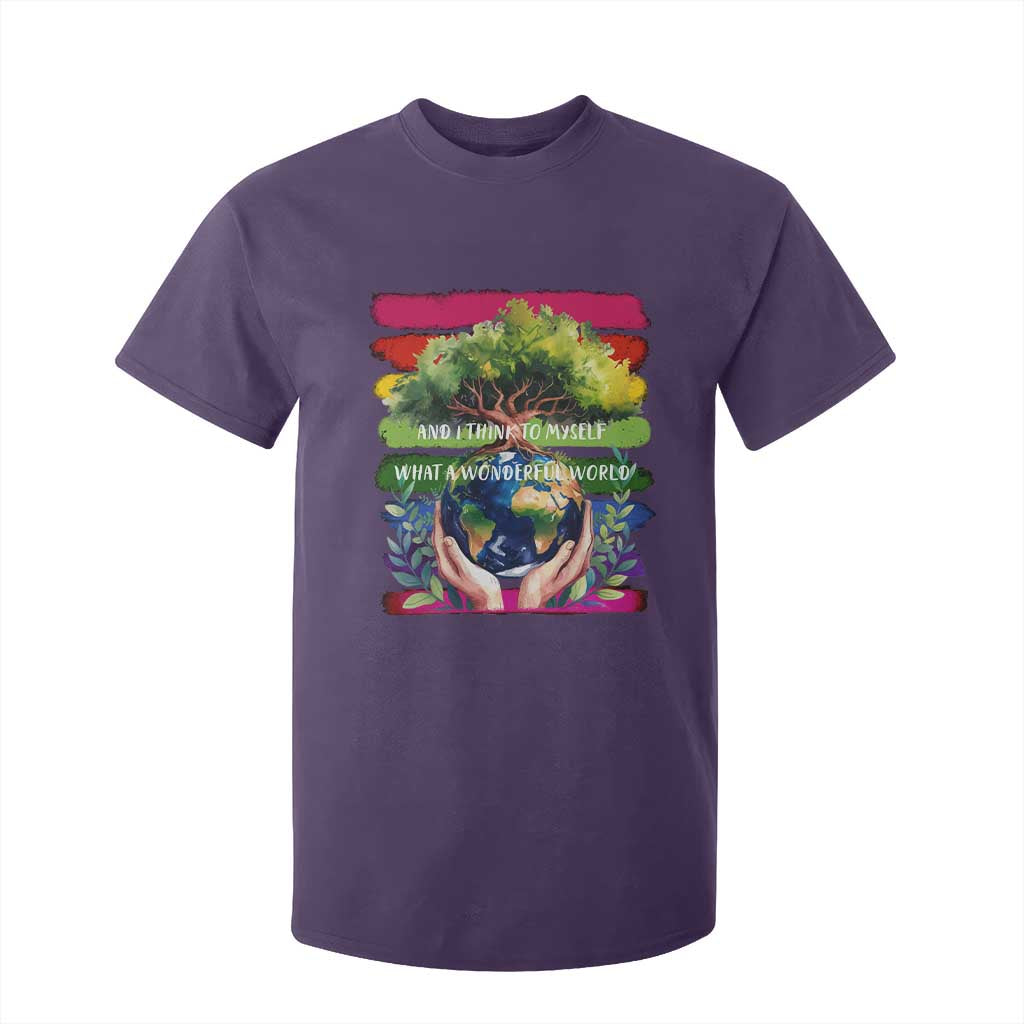 Earth Day T Shirt For Kid And I Think To Myself What A Wonderful World Rainbow TS02 Purple Print Your Wear