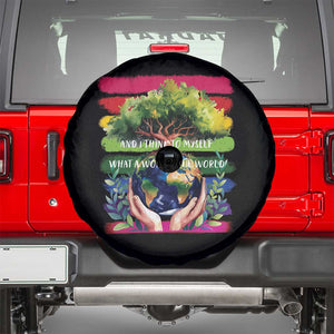 Earth Day Spare Tire Cover And I Think To Myself What A Wonderful World Rainbow TS02 Black Print Your Wear