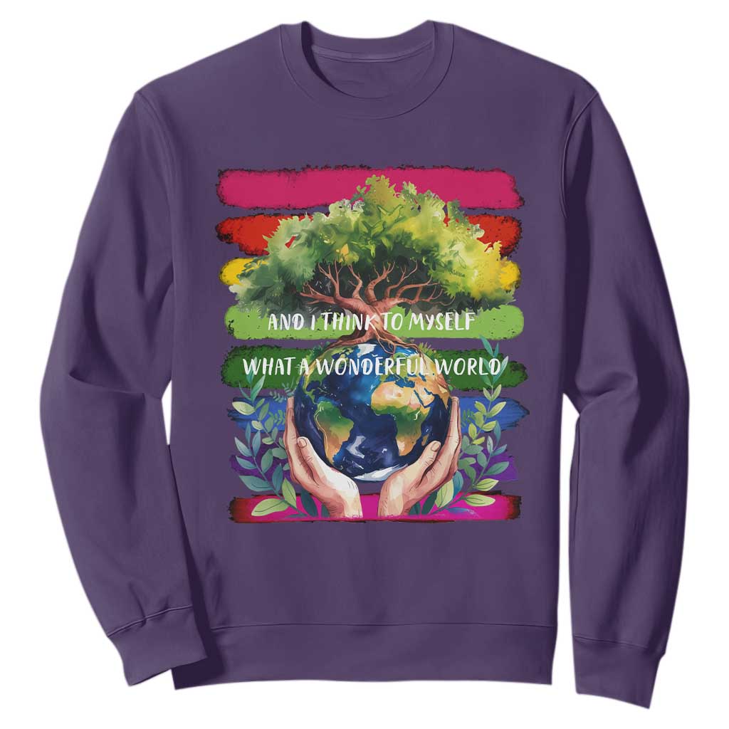 Earth Day Sweatshirt And I Think To Myself What A Wonderful World Rainbow TS02 Purple Print Your Wear