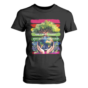 Earth Day T Shirt For Women And I Think To Myself What A Wonderful World Rainbow TS02 Black Print Your Wear