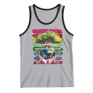 Earth Day Tank Top And I Think To Myself What A Wonderful World Rainbow TS02 Athletic Heather Black Print Your Wear
