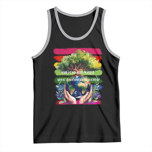 Earth Day Tank Top And I Think To Myself What A Wonderful World Rainbow TS02 Black Athletic Heather Print Your Wear