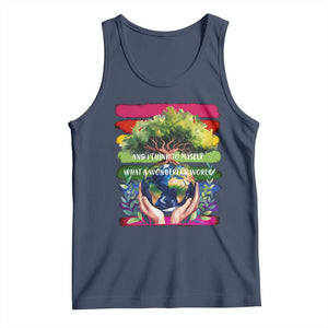 Earth Day Tank Top And I Think To Myself What A Wonderful World Rainbow TS02 Navy Print Your Wear