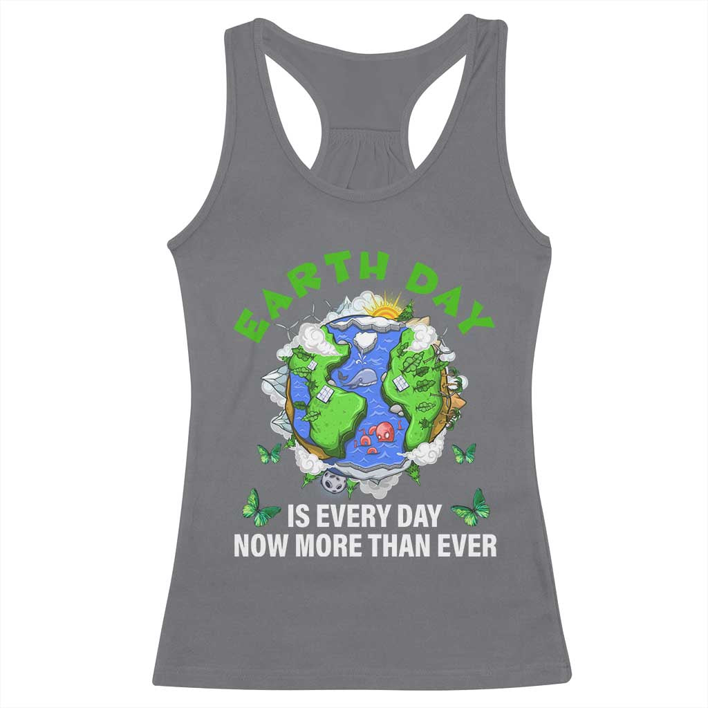Earth Day Is Every Day Racerback Tank Top Now More Than Ever TS02 Charcoal Print Your Wear