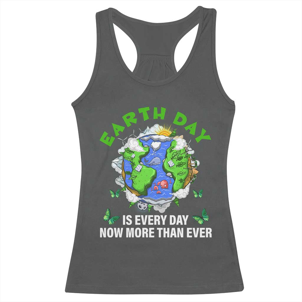 Earth Day Is Every Day Racerback Tank Top Now More Than Ever TS02 Dark Heather Print Your Wear