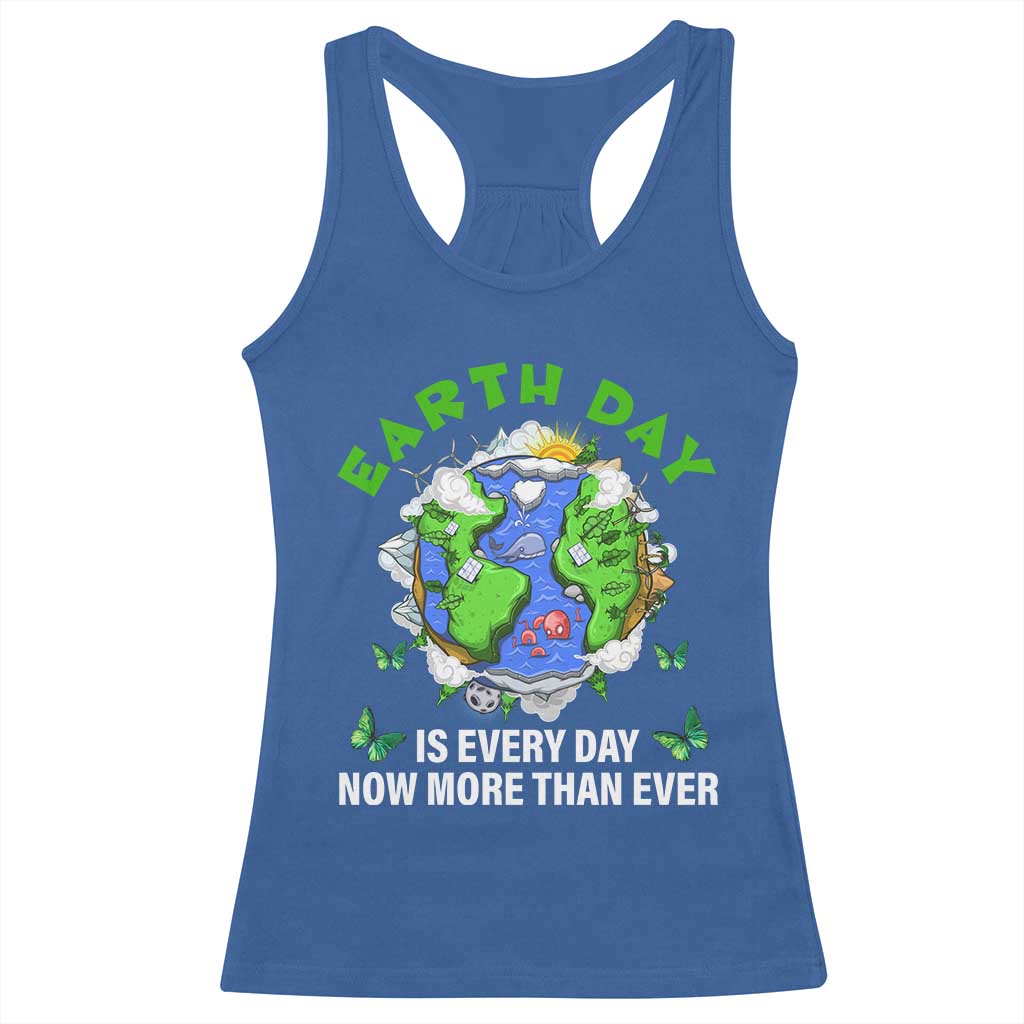 Earth Day Is Every Day Racerback Tank Top Now More Than Ever TS02 Royal Blue Print Your Wear