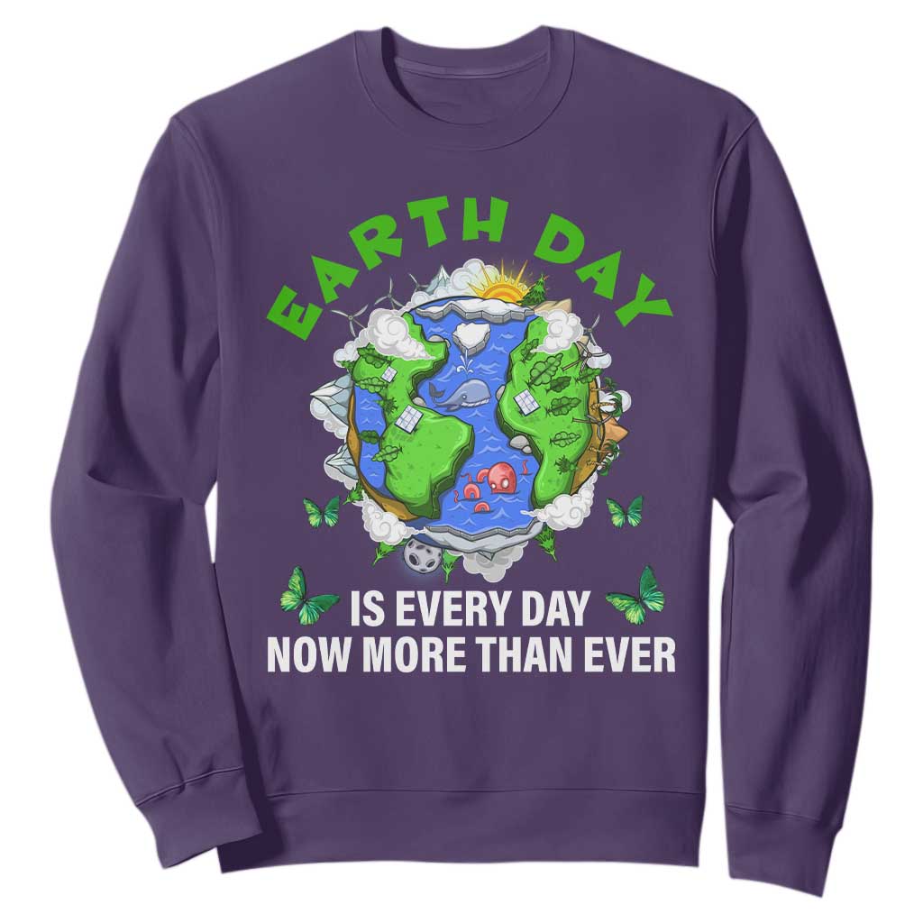 Earth Day Is Every Day Sweatshirt Now More Than Ever TS02 Purple Print Your Wear