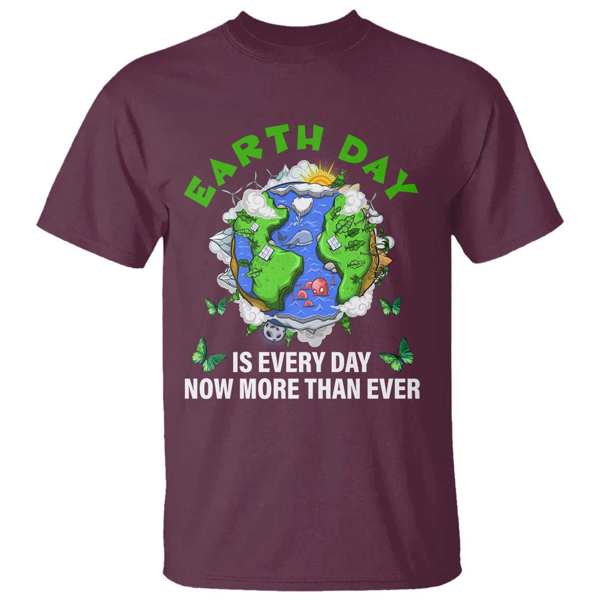 Earth Day Is Every Day T Shirt Now More Than Ever TS02 Maroon Print Your Wear