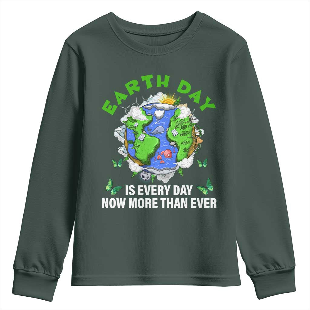 Earth Day Is Every Day Youth Sweatshirt Now More Than Ever TS02 Dark Forest Green Print Your Wear