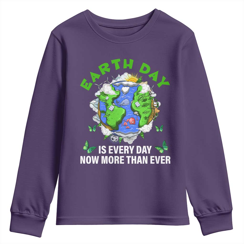 Earth Day Is Every Day Youth Sweatshirt Now More Than Ever TS02 Purple Print Your Wear