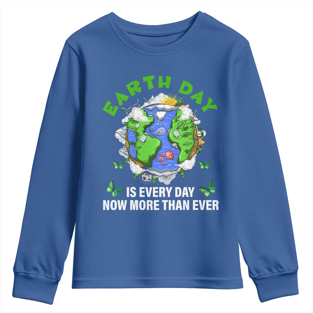 Earth Day Is Every Day Youth Sweatshirt Now More Than Ever TS02 Royal Blue Print Your Wear