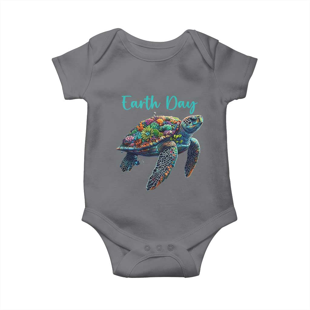 Sea Turtle Earth Day Baby Onesie Save The Earth TS02 Charcoal Print Your Wear