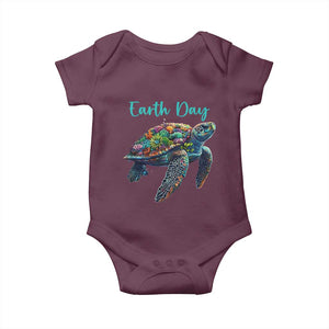 Sea Turtle Earth Day Baby Onesie Save The Earth TS02 Maroon Print Your Wear