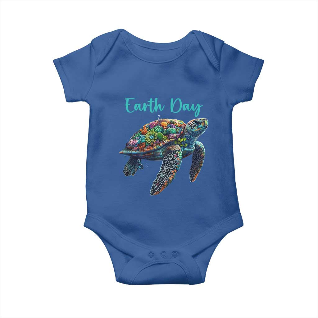 Sea Turtle Earth Day Baby Onesie Save The Earth TS02 Royal Blue Print Your Wear