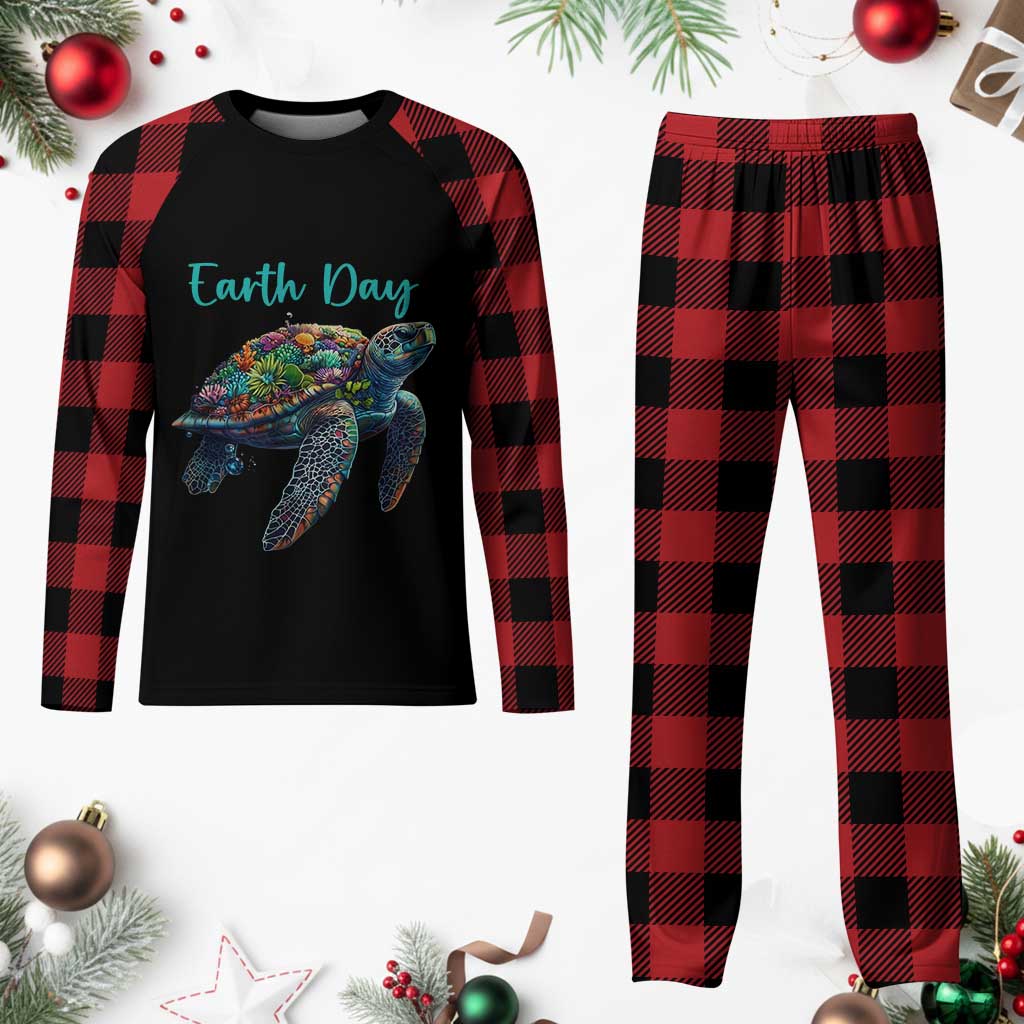 Sea Turtle Earth Day Plaid Pajama Set Save The Earth TS02 Buffalo Plaid Print Your Wear