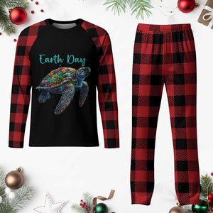 Sea Turtle Earth Day Plaid Pajama Set Save The Earth TS02 Buffalo Plaid Print Your Wear