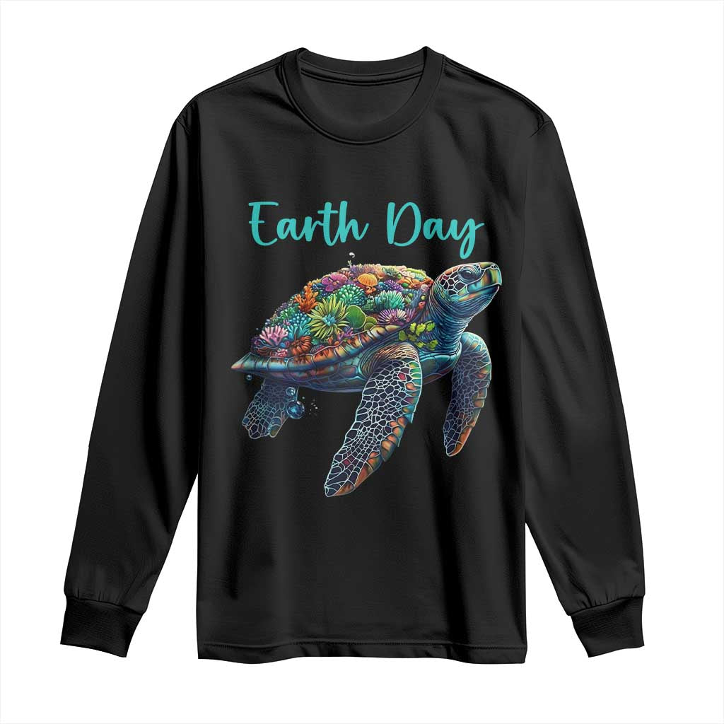 Sea Turtle Earth Day Long Sleeve Shirt Save The Earth TS02 Black Print Your Wear