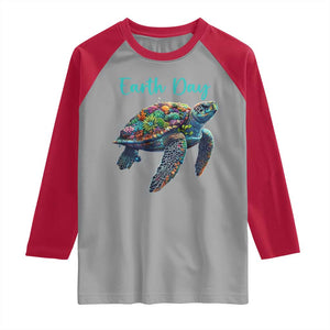 Sea Turtle Earth Day Raglan Shirt Save The Earth TS02 Sport Gray Red Print Your Wear