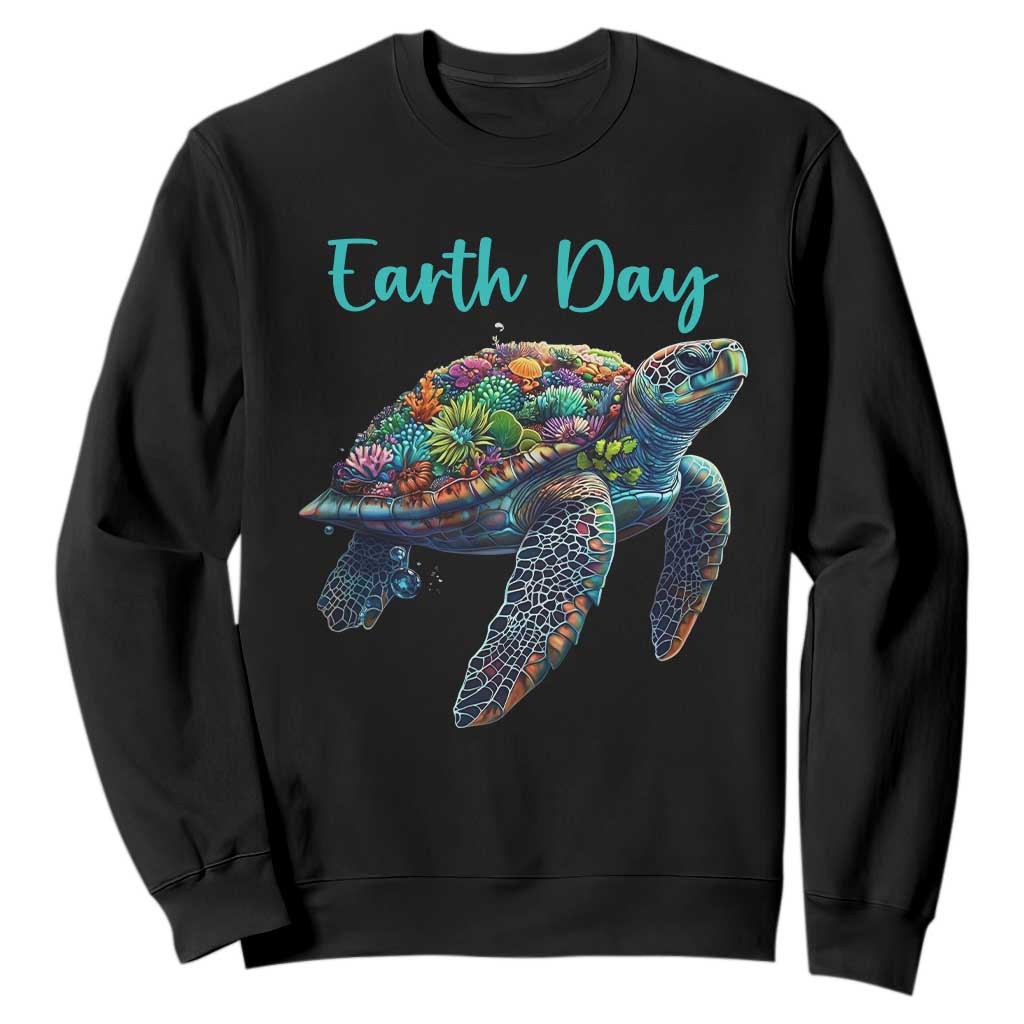 Sea Turtle Earth Day Sweatshirt Save The Earth TS02 Black Print Your Wear