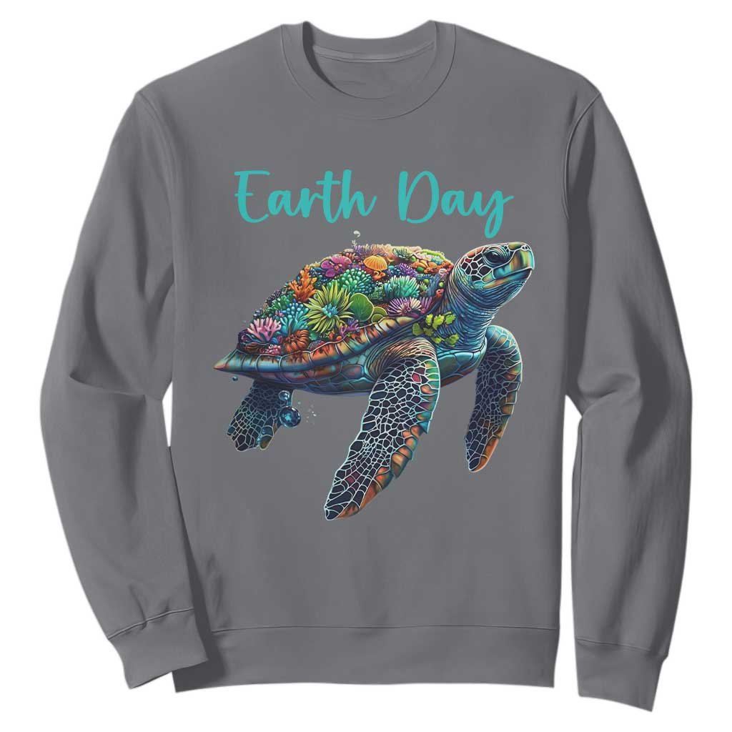 Sea Turtle Earth Day Sweatshirt Save The Earth TS02 Charcoal Print Your Wear