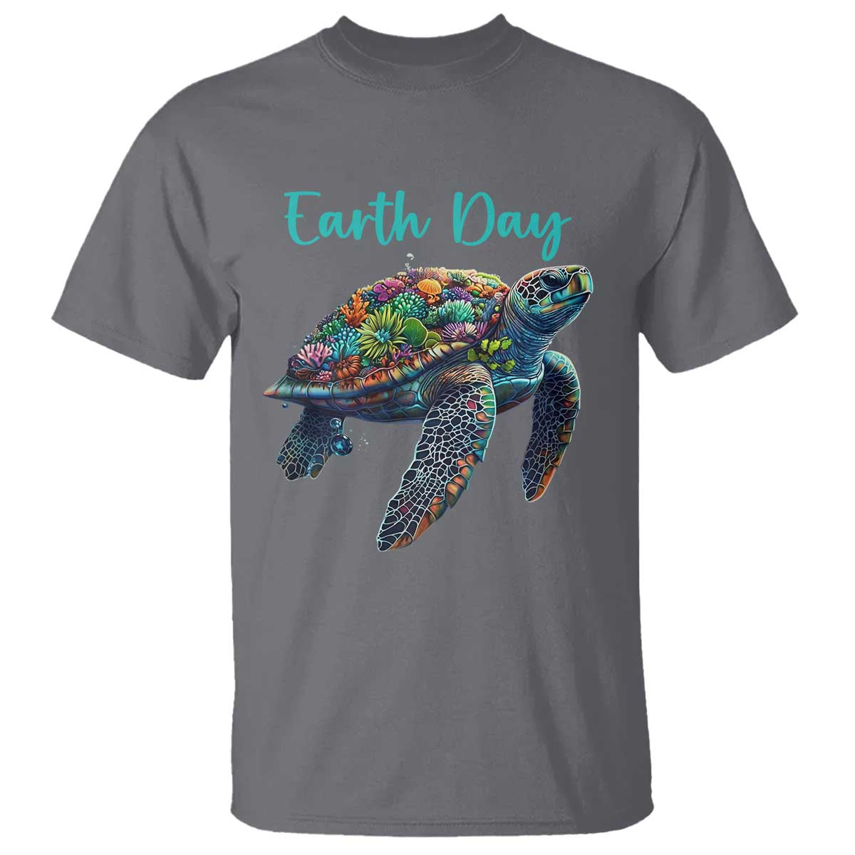 Sea Turtle Earth Day T Shirt Save The Earth TS02 Charcoal Print Your Wear