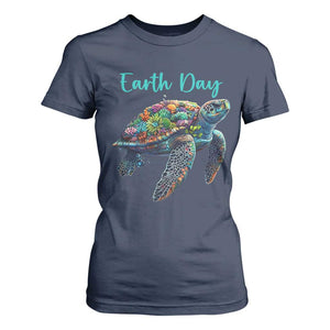 Sea Turtle Earth Day T Shirt For Women Save The Earth TS02 Navy Print Your Wear