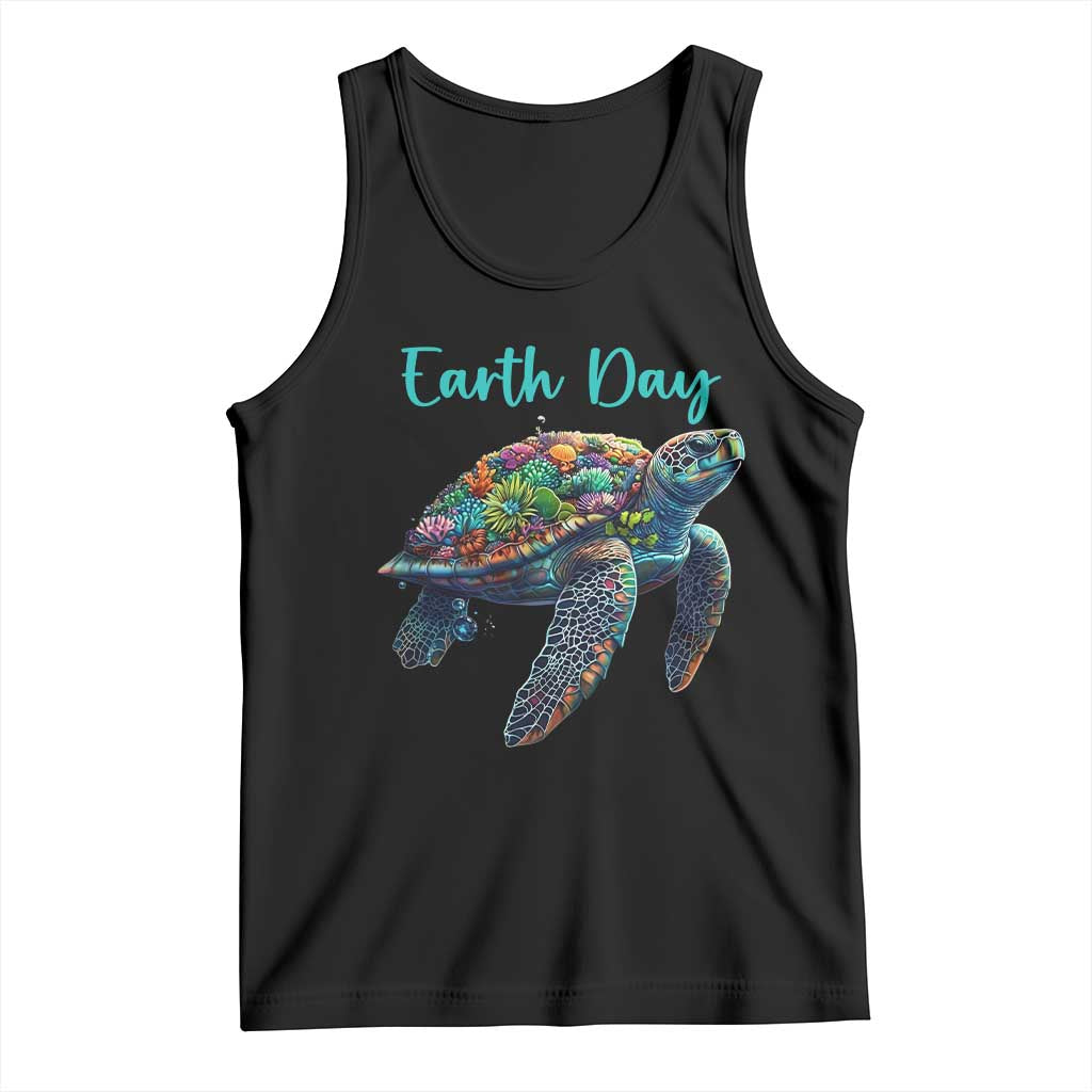 Sea Turtle Earth Day Tank Top Save The Earth TS02 Black Print Your Wear