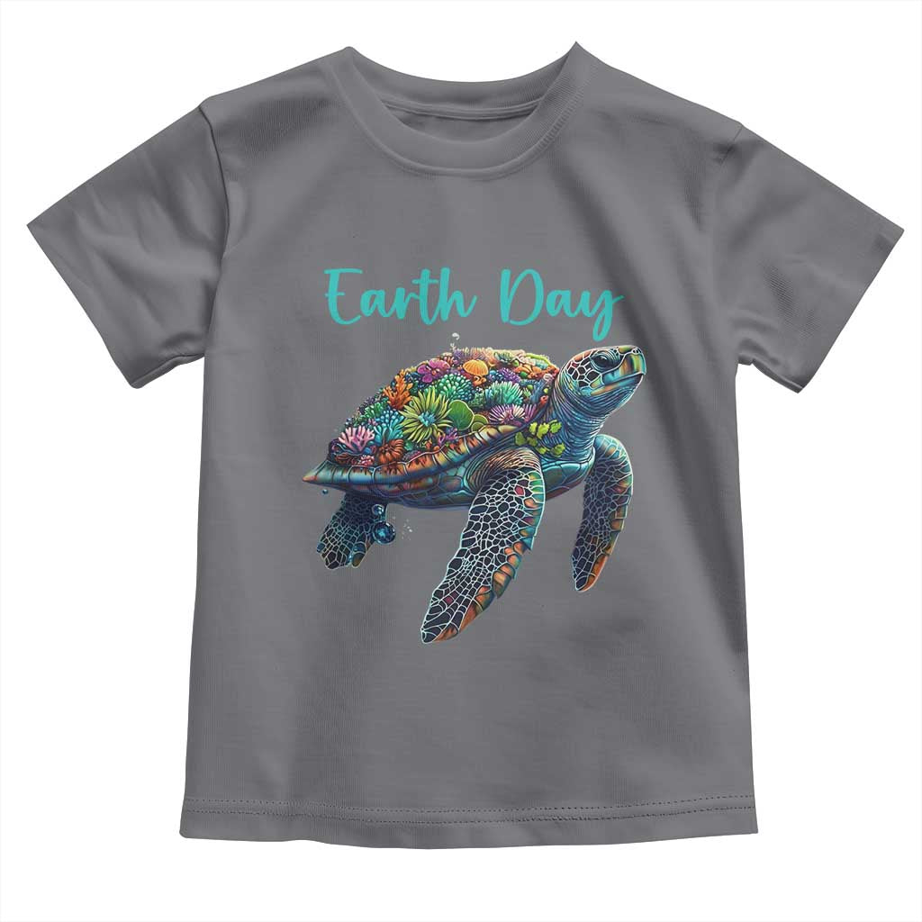 Sea Turtle Earth Day Toddler T Shirt Save The Earth TS02 Charcoal Print Your Wear