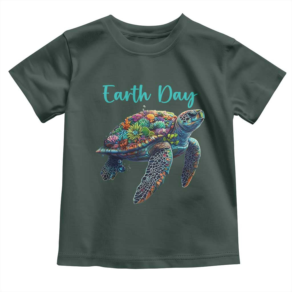 Sea Turtle Earth Day Toddler T Shirt Save The Earth TS02 Dark Forest Green Print Your Wear