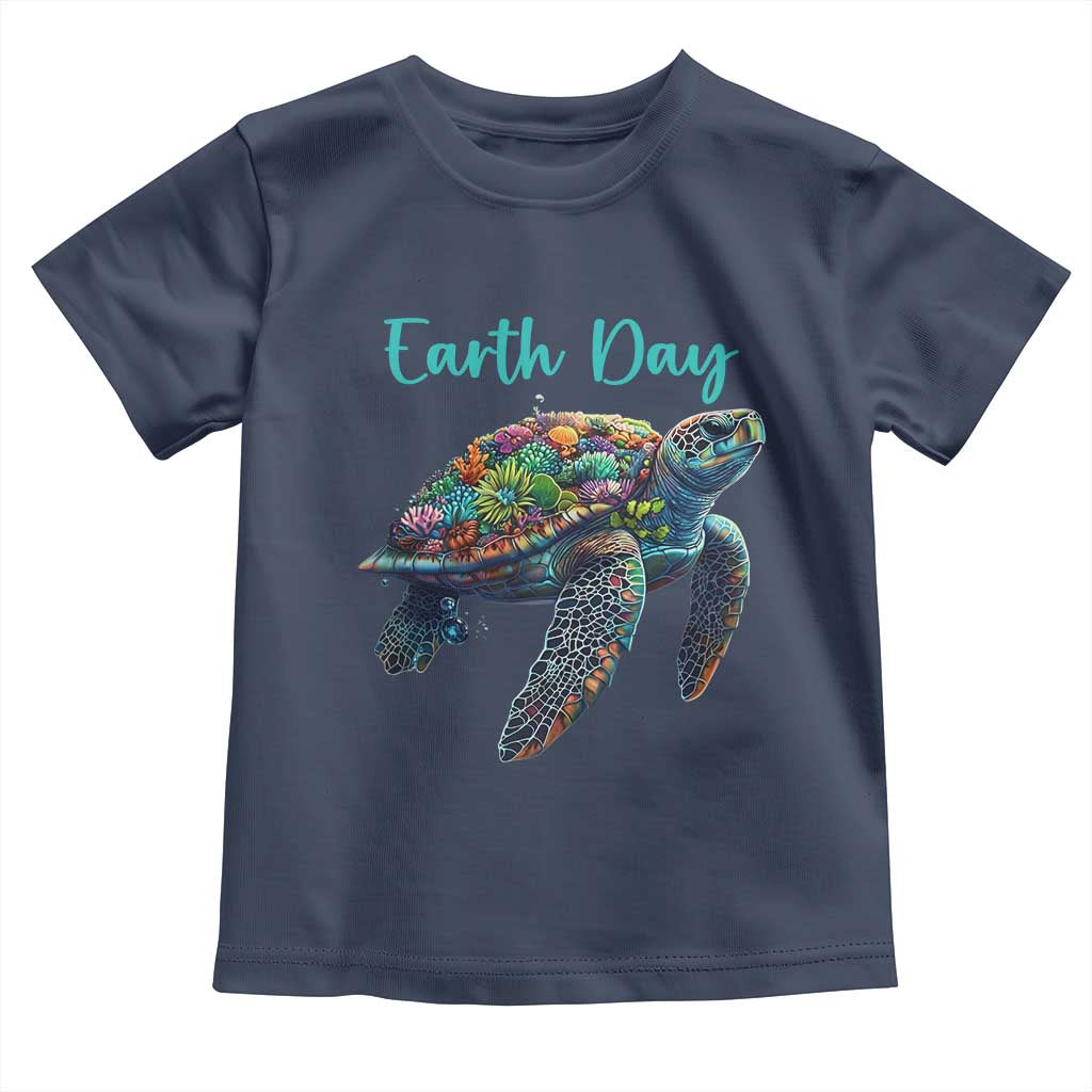Sea Turtle Earth Day Toddler T Shirt Save The Earth TS02 Navy Print Your Wear