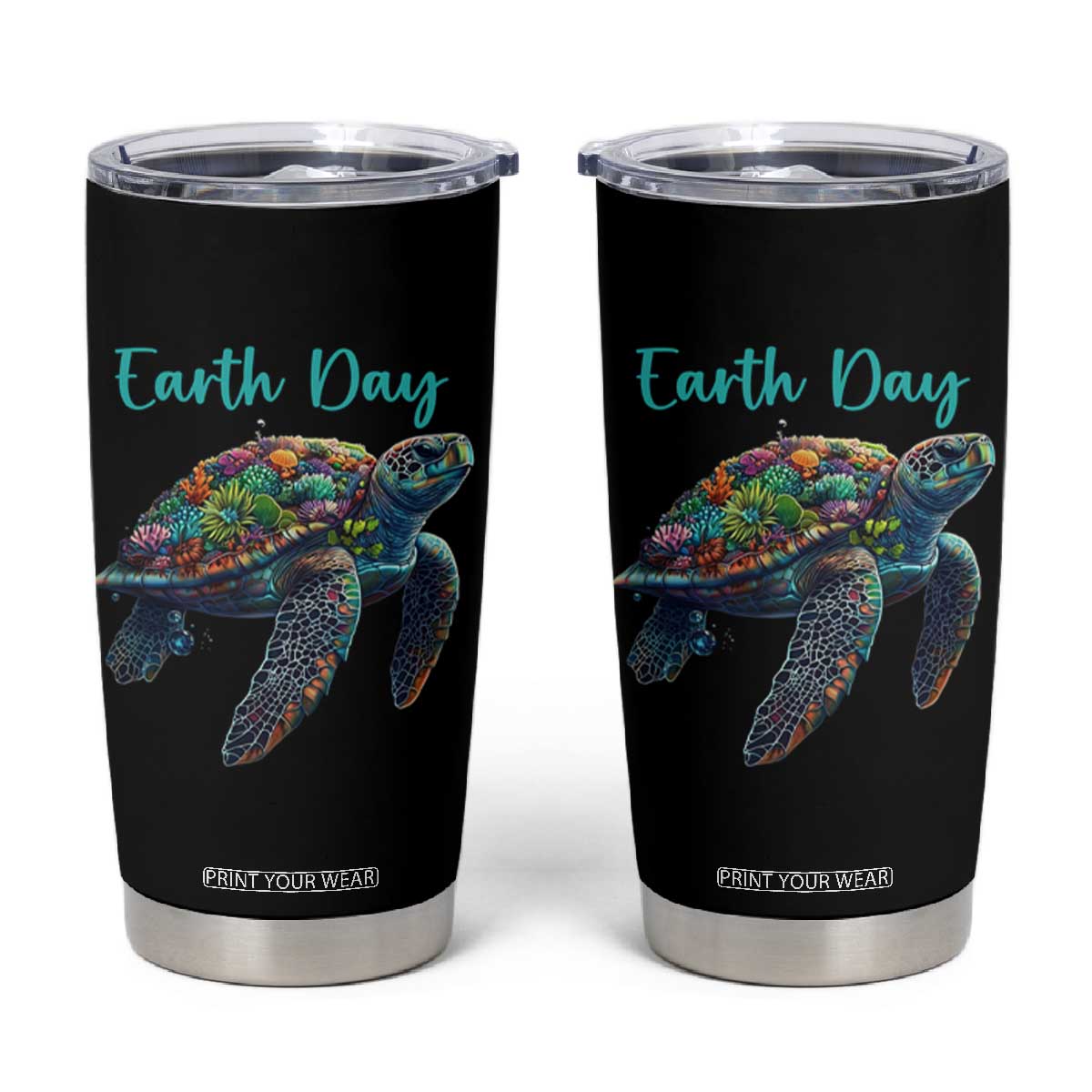 Sea Turtle Earth Day Tumbler Cup Save The Earth TS02 Black Print Your Wear